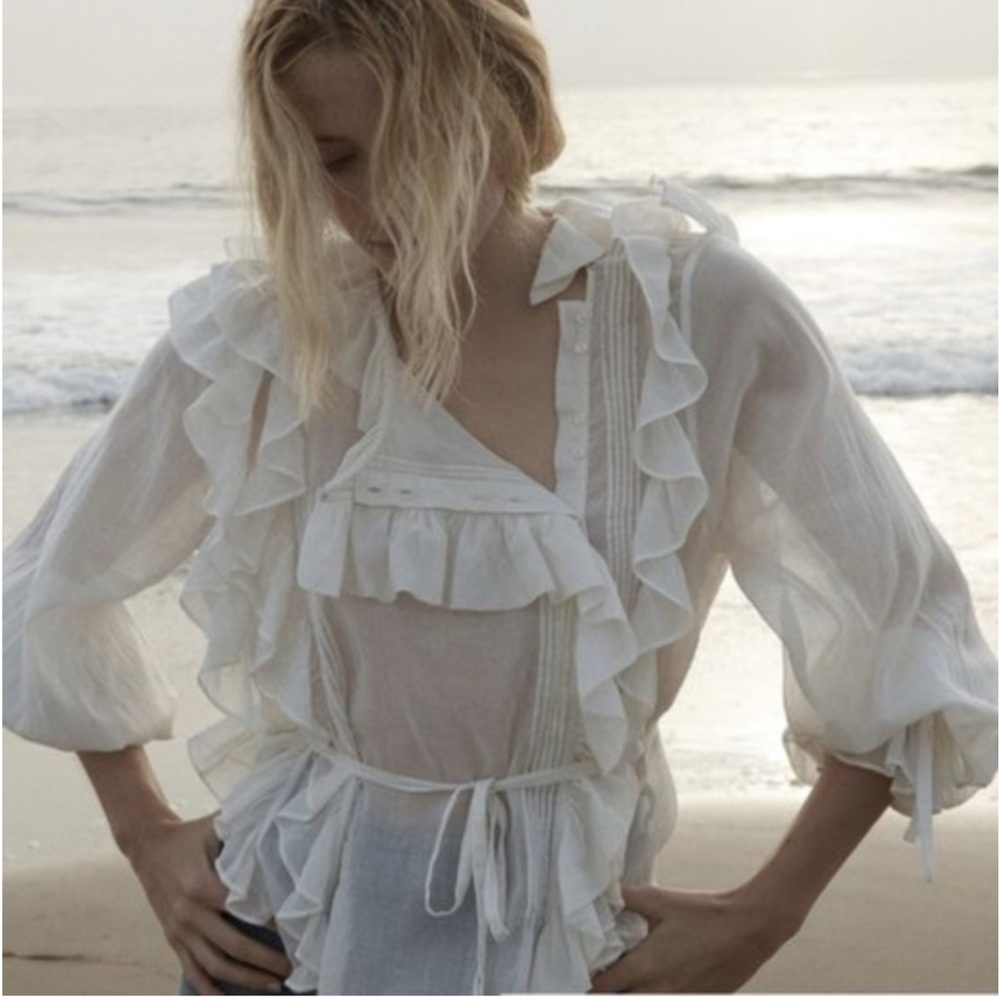 Doen White Ruffle Blouse - Picture 2 of 10